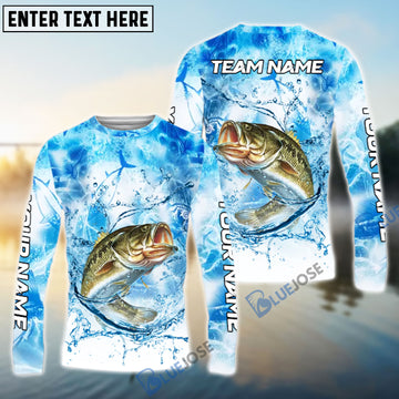 Bluejose Bass Fishing Blue Sea Catching Design Name & Team Name 3D Shirts