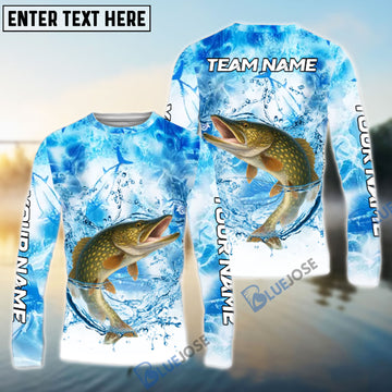 Bluejose Pike Fishing Blue Sea Catching Design Name & Team Name 3D Shirts