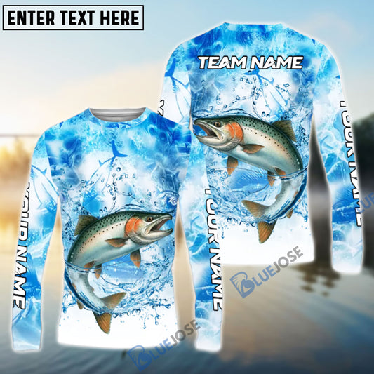 Bluejose Salmon Fishing Blue Sea Catching Design Name & Team Name 3D Shirts