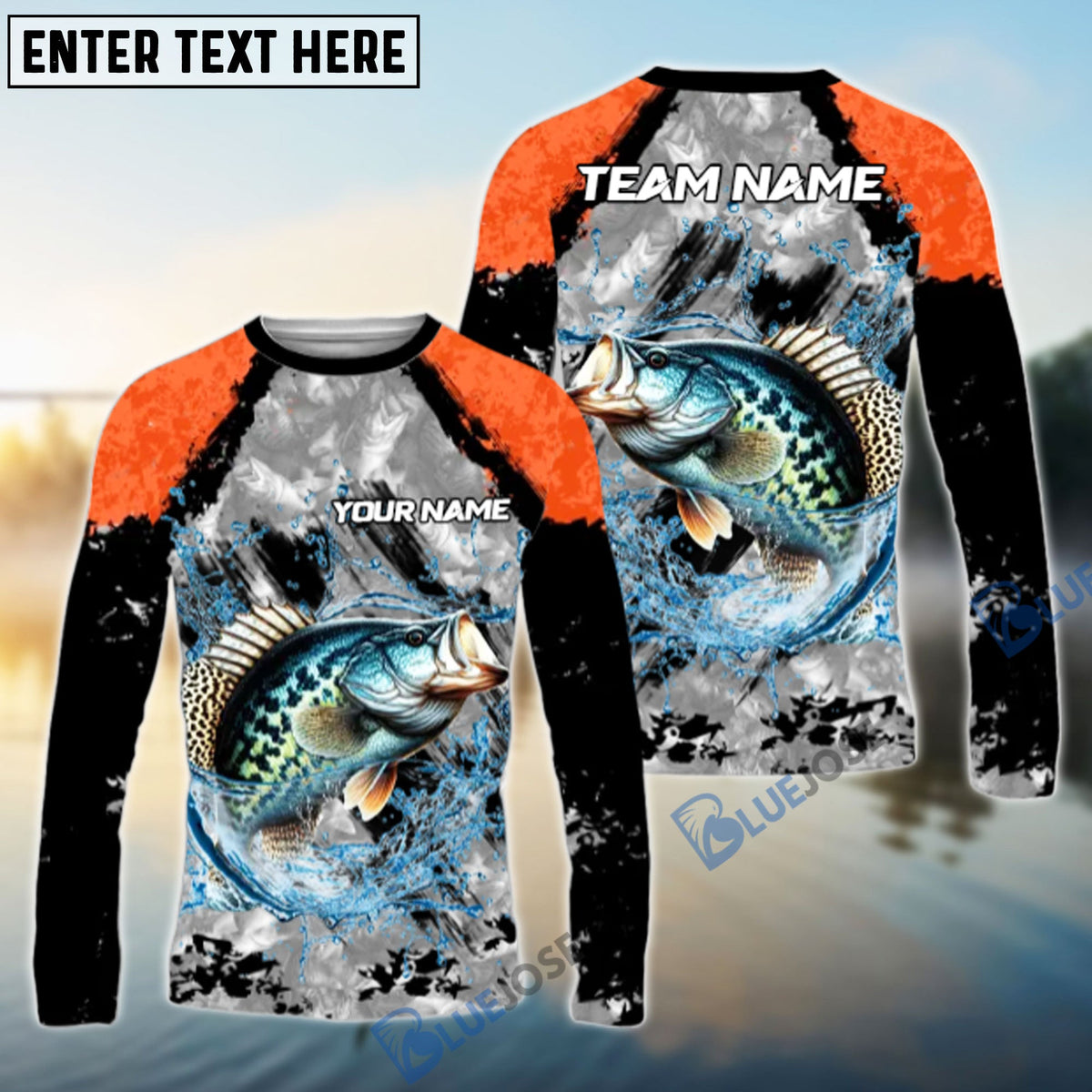 Bluejose Crappie Fishing Gray Crimson Catch Design Name &amp; Team Name 3D Shirts