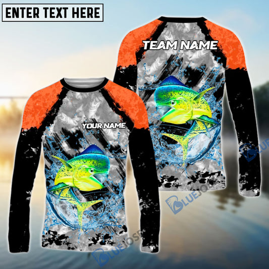 Bluejose Mahi Mahi Fishing Gray Crimson Catch Design Name & Team Name 3D Shirts