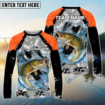 Bluejose Pike Fishing Gray Crimson Catch Design Name & Team Name 3D Shirts