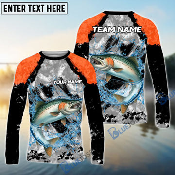 Bluejose Salmon Fishing Gray Crimson Catch Design Name & Team Name 3D Shirts