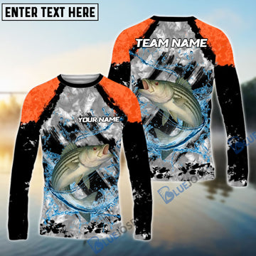 Bluejose Striped Bass Fishing Gray Crimson Catch Design Name & Team Name 3D Shirts