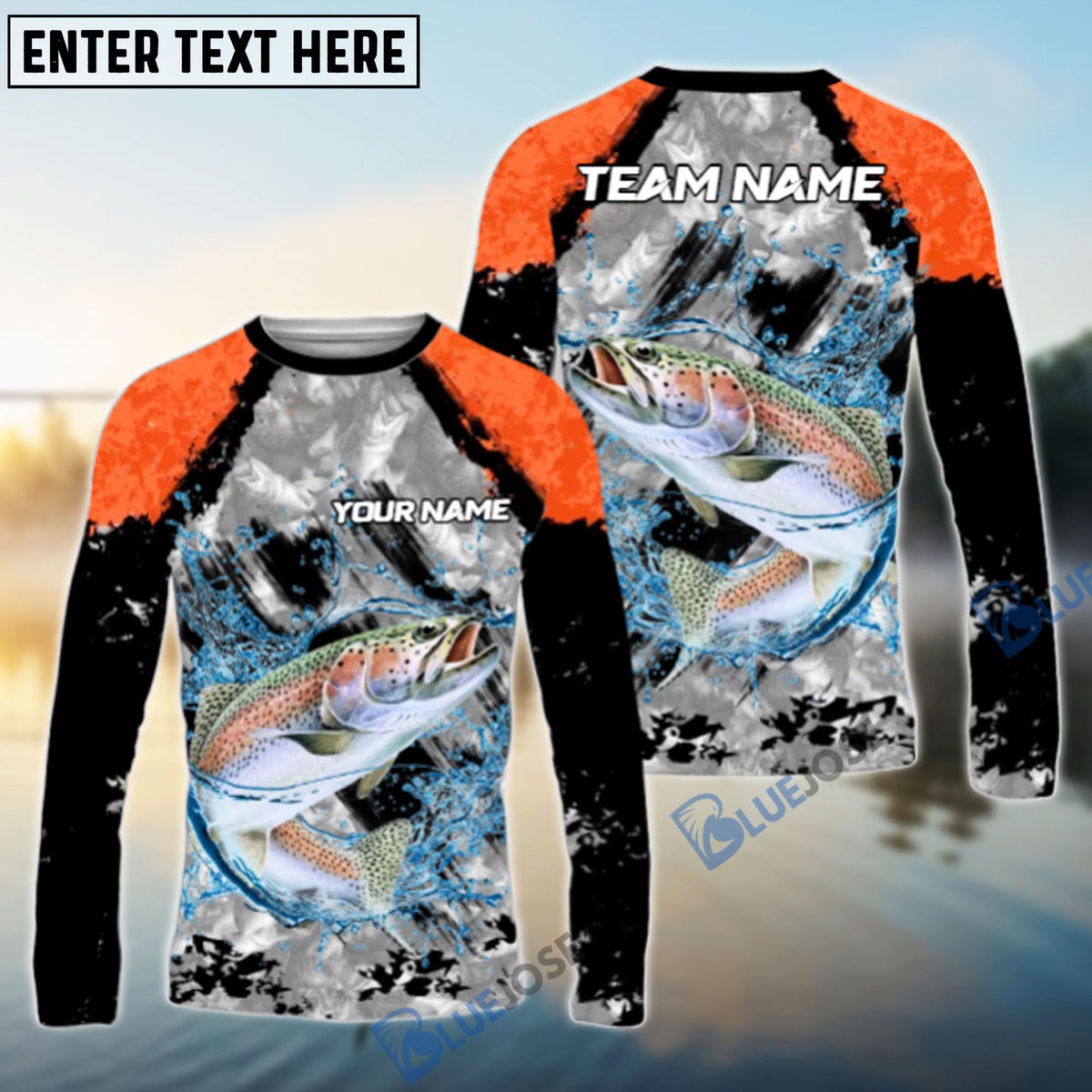 Bluejose Trout Fishing Gray Crimson Catch Design Name &amp; Team Name 3D Shirts