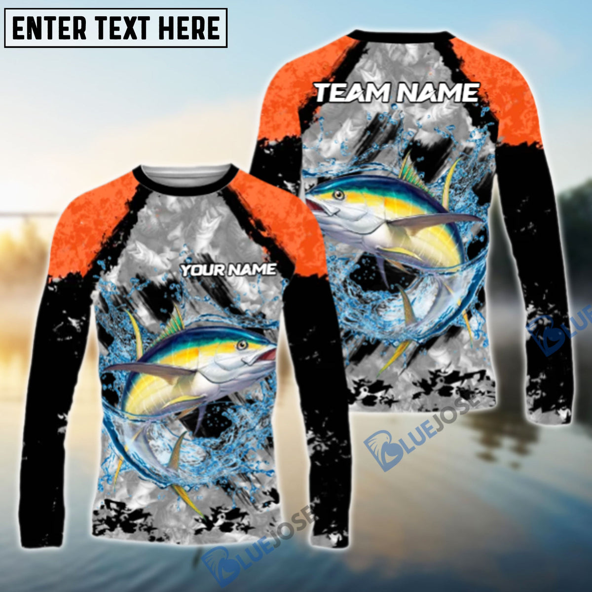 Bluejose Tuna Fishing Gray Crimson Catch Design Name &amp; Team Name 3D Shirts