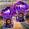 BlueJose Bowling Ball & Pins Angry Bear Customized Name, Team Name 3D Shirt (4 Colors)
