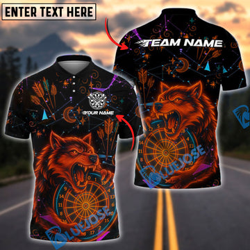 BlueJose Darts Neon Wolf Personalized Name, Team Name Shirt (4 Colors)
