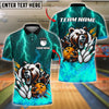 BlueJose Bowling Ball & Pins Thunder Bear Flame Customized Name, Team Name 3D Shirt (4 Colors)