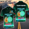 BlueJose Darts and Beer Neon Vibes Personalized Name, Team Name Shirt (4 Colors)