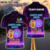 BlueJose Darts and Beer Neon Vibes Personalized Name, Team Name Shirt (4 Colors)