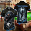 BlueJose Billiards 8-Ball Raven Skull Hand Personalized Name Shirt (4 Colors)