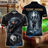 BlueJose Billiards 8-Ball Raven Skull Hand Personalized Name Shirt (4 Colors)
