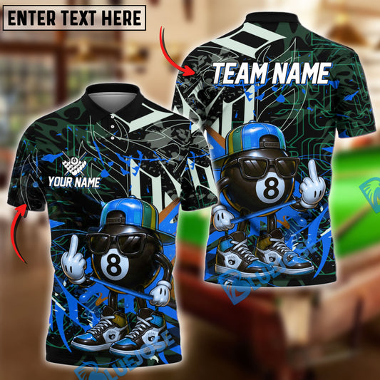BlueJose Billiards Street Style 8-Ball Personalized Name Shirt (4 Colors)