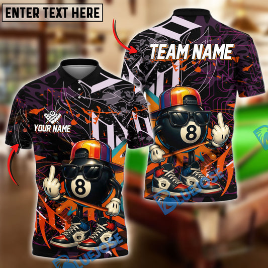 BlueJose Billiards Street Style 8-Ball Personalized Name Shirt (4 Colors)