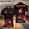 BlueJose Bowling Ball & Pins Wolf Strike Gold Fury Customized Name, Team Name 3D Shirt (4 Colors)