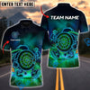 BlueJose Darts Neon Dartboard Mascot Personalized Name, Team Name Shirt (4 Colors)