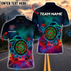 BlueJose Darts Neon Dartboard Mascot Personalized Name, Team Name Shirt (4 Colors)