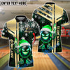 BlueJose Bowling And Pins Santa Flame Gold Black Customized Name, Team Name 3D Shirt (4 Colors)