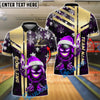 BlueJose Bowling And Pins Santa Flame Gold Black Customized Name, Team Name 3D Shirt (4 Colors)