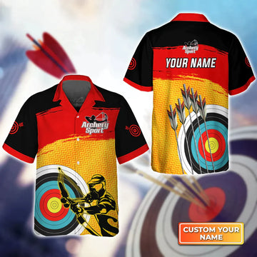 BlueJose Yellow Archery Target Sign Personalized Name 3D Hawaiian Shirt