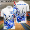 BlueJose Bowling And Pins White Spin Paint Customized Name, Team Name 3D Shirt (4 Colors)