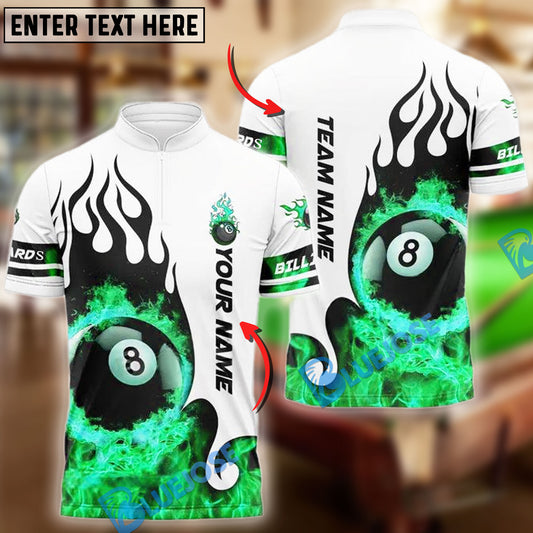 BlueJose Billiards Ball 8 Fire Blaster Personalized Name, Team Name Unisex Shirt (4 Colors)