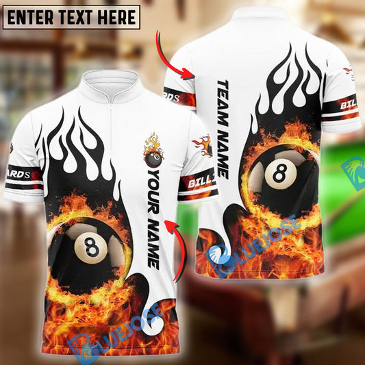 BlueJose Billiards Ball 8 Fire Blaster Personalized Name, Team Name Unisex Shirt (4 Colors)