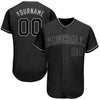 BlueJose Custom Black Black-Gray Authentic Baseball Jersey