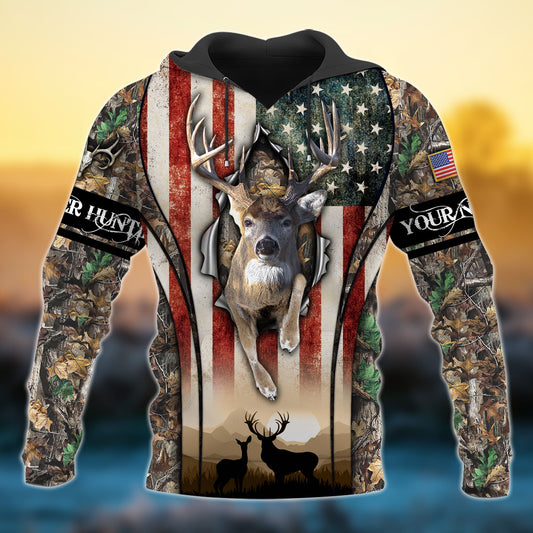 BlueJose Personalized Premium Deer Hunting 3D Hoodie (3 Colors)