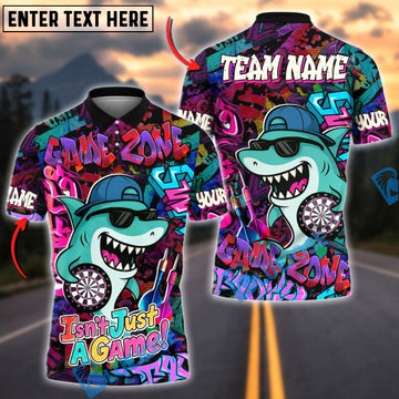 BlueJose Darts Cool Shark Graffiti Style Multicolor Options Personalized Name Shirt (4 Colors)