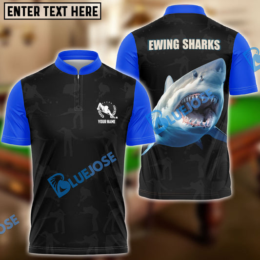 BlueJose Billiards Sharks Personalized Name, Team Name Unisex Shirt