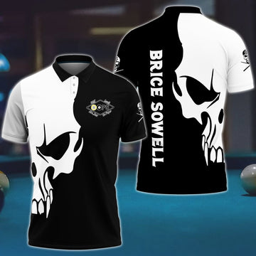 BlueJose Billiard Skull Personalized Polo Shirt For Brice Sowell