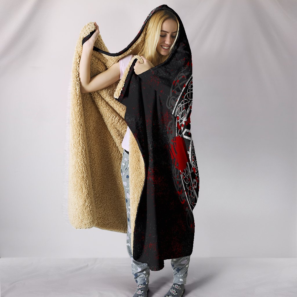 Viking Style Hooded Blanket - Viking Bear Claws Blood Tattoo A27