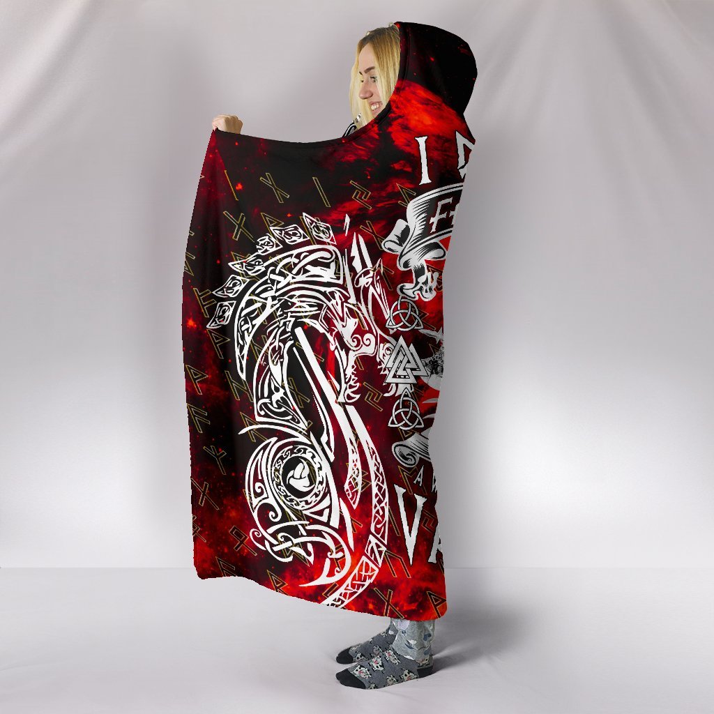 Viking Style Hooded Blanket - I Do Not Fear Death While My Brothers Await Me In The Halls of Valhalla A7