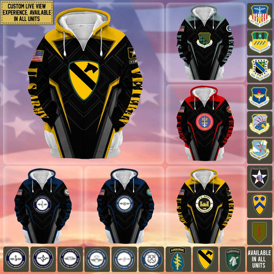 BlueJose Premium Custom Unit US Veteran Zip Hoodie