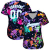 BlueJose Custom Splashes Graffiti Pattern White-Light Blue 3D Authentic Baseball Jersey