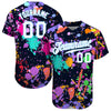 BlueJose Custom Splashes Graffiti Pattern White-Light Blue 3D Authentic Baseball Jersey