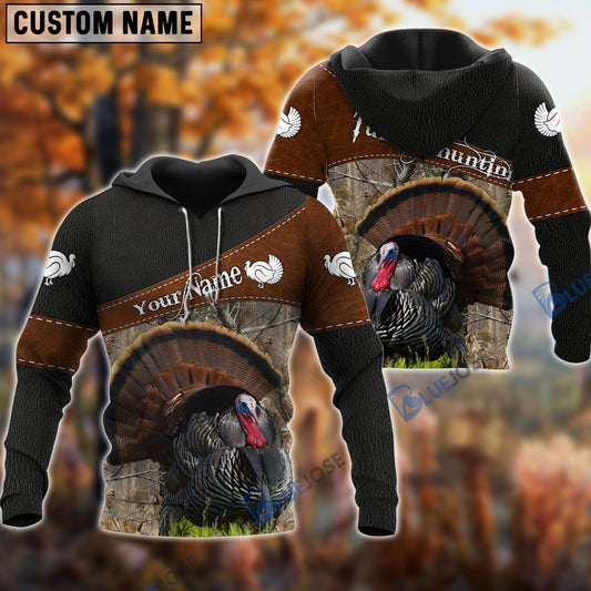 BlueJose Customized Name Turkey Hunting Leather Pattern 3D Shirts