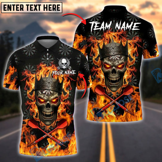 BlueJose Darts Skull Flame King Customized Name, Team Name 3D Shirt (4 Colors)
