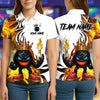 BlueJose Bowling And Pins King Flame Ball 2 Customized Name, Team Name 3D Shirt (4 Colors)
