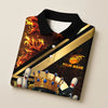 BlueJose Bowling And Pins Royal Fireball Gold Stripe Dab Design Customized Name, Team Name 3D Shirt (4 Colors)