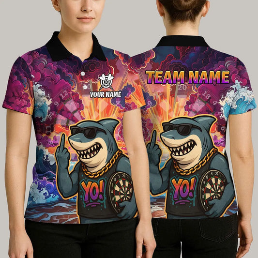BlueJose Darts Fierce Shark Dartboard Design Personalized Name Shirt