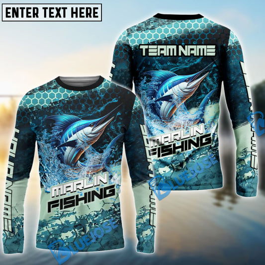 Bluejose Marlin Fishing Aqua Strike Custom Name & Team Name 3D Shirts