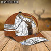 BlueJose Elk Hunting Light Brown Leather Pattern Personalized Name Cap