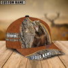 BlueJose Bear Hunting Light Brown Leather Pattern Personalized Name Cap