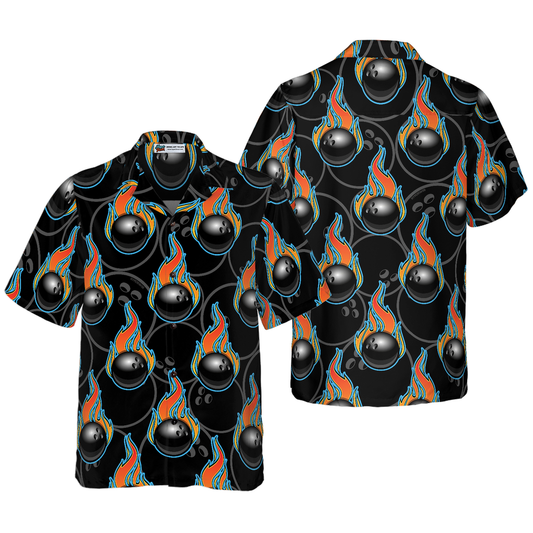 BlueJoses Bowling In Fire Seamless Pattern Hawaiian Shirt