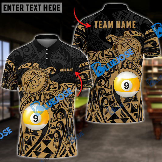 BlueJose Billiards Ball 9 Maori Turtle Personalized Name, Team Name Unisex Shirt ( 4 Colors )