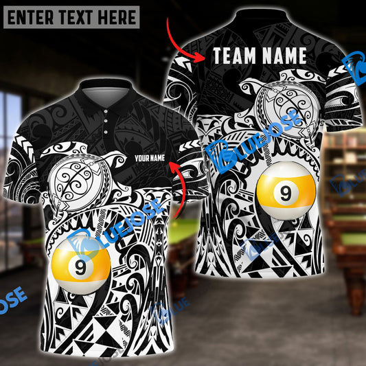 BlueJose Billiards Ball 9 Maori Turtle Personalized Name, Team Name Unisex Shirt ( 4 Colors )