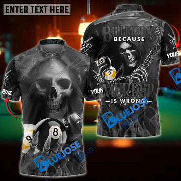 BlueJose Billiards Reaper Flame Personalized Name, Team Name Unisex Shirt (6 Colors)